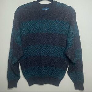Vintage Jantzen Teal Gray Knit Sweater Made in‎ USA Men's Medium